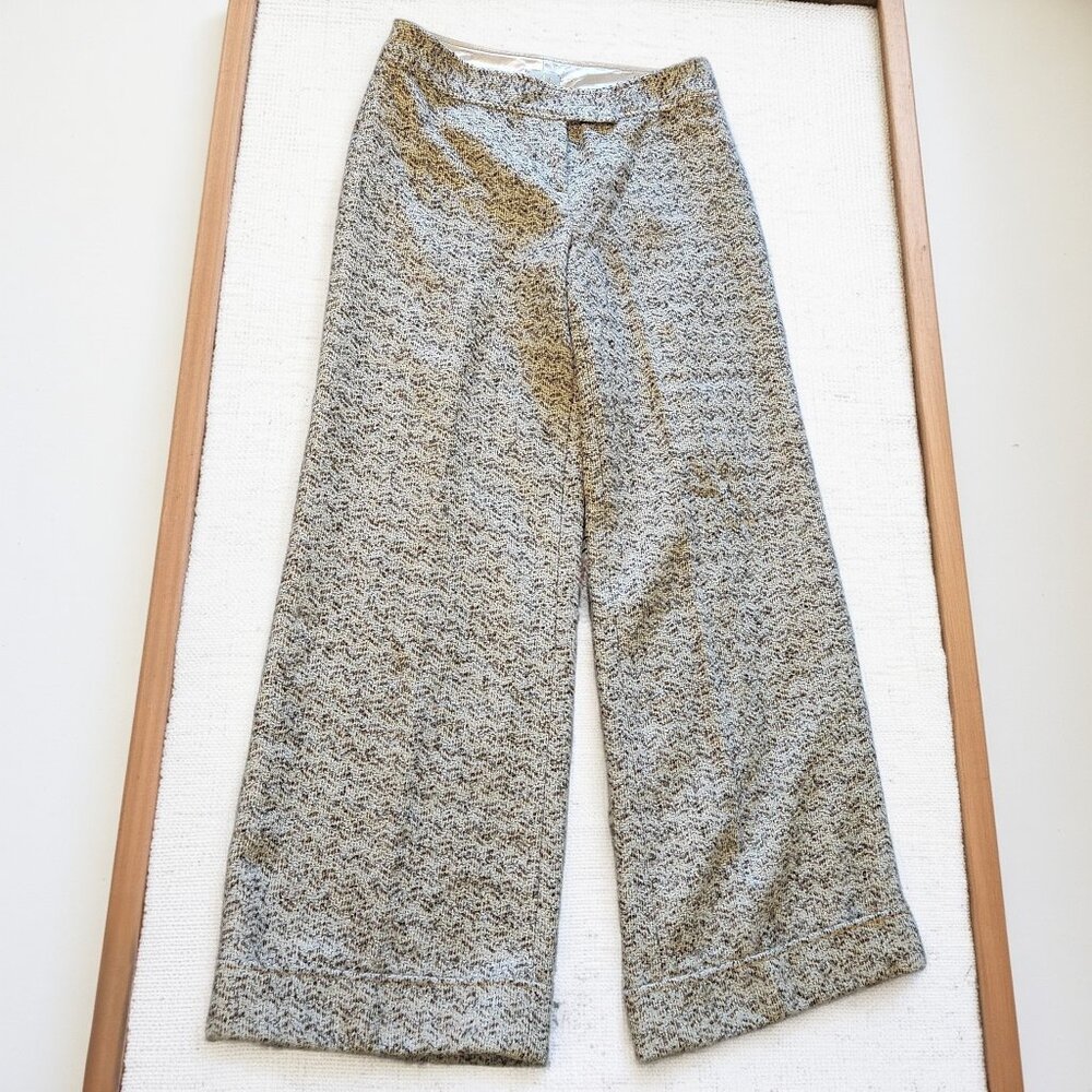 NWOT Y2K Tracy Reese Wool Pants, Wide Leg Trousers, Lined Tweed Cuffed Slacks